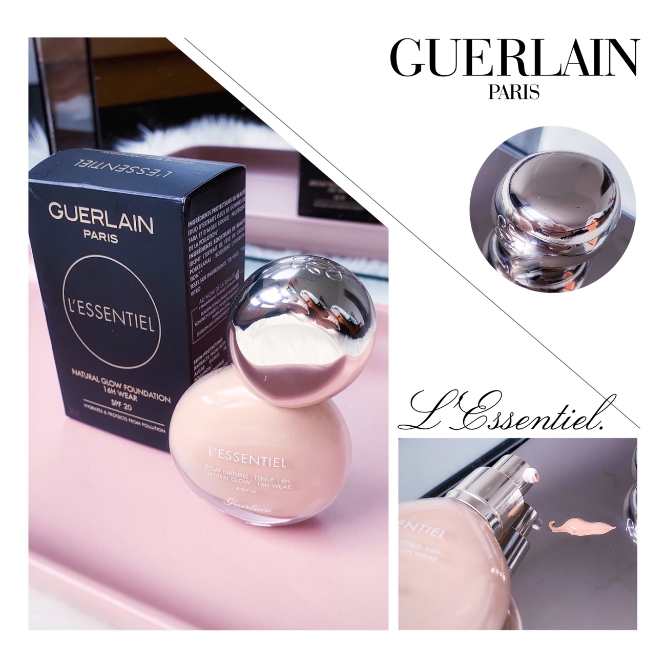 Guerlain L'Essentiel Natural Glow Foundation – 16H Tragekomfort, SPF20, 01N Très Clair, 30 Ml